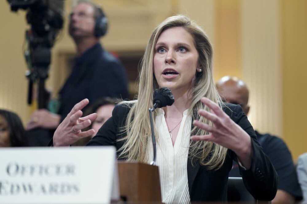 U.S. Capitol Police officer Caroline Edwards testifies at the House select committee's first public hearing